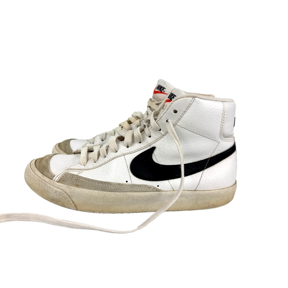 Nike Blazer Mid 77 Shoes Youth Size 7Y White Black Leather Sneakers DA4086-100